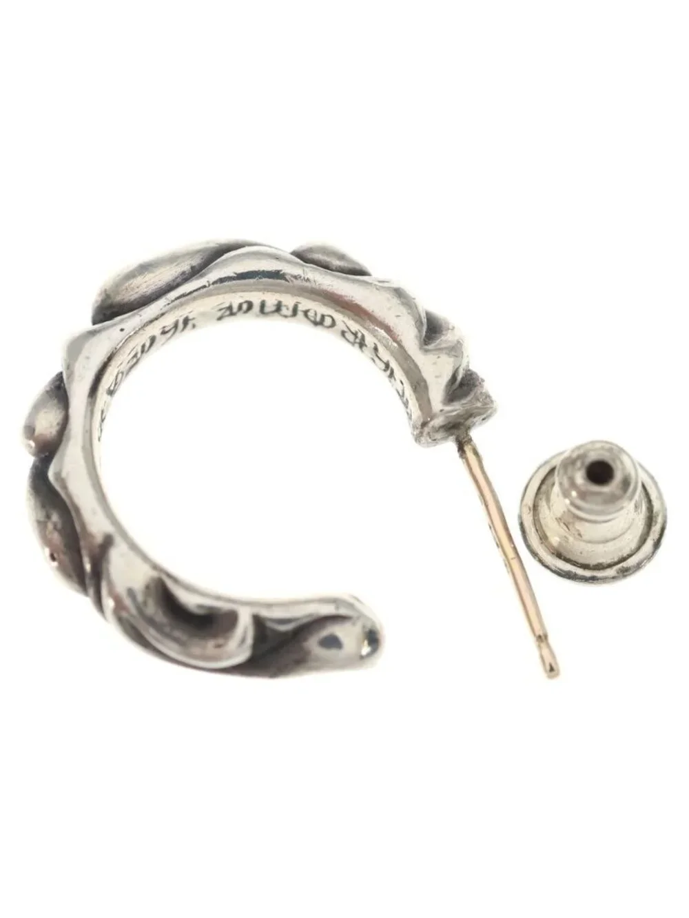 Chrome Hearts Hoop Scrool Scroll Earrings Silver